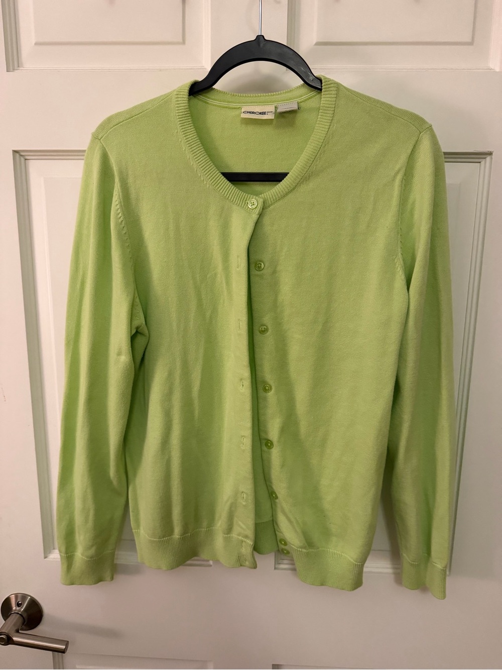 Cherokee Light Green Button-Up Cardigan
